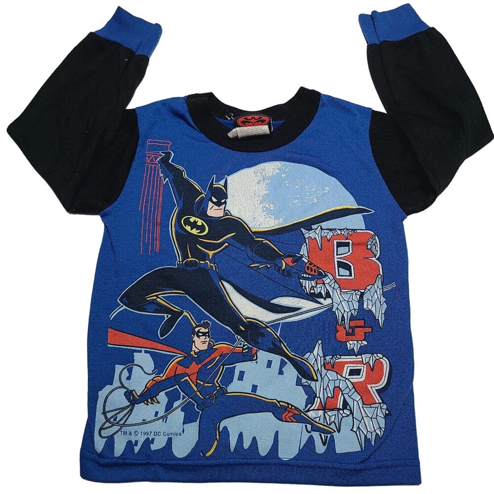 Vintage Batman & Robin 1997 Longsleeve T-Shirt DC Comics 90s Size 5 Pajama
